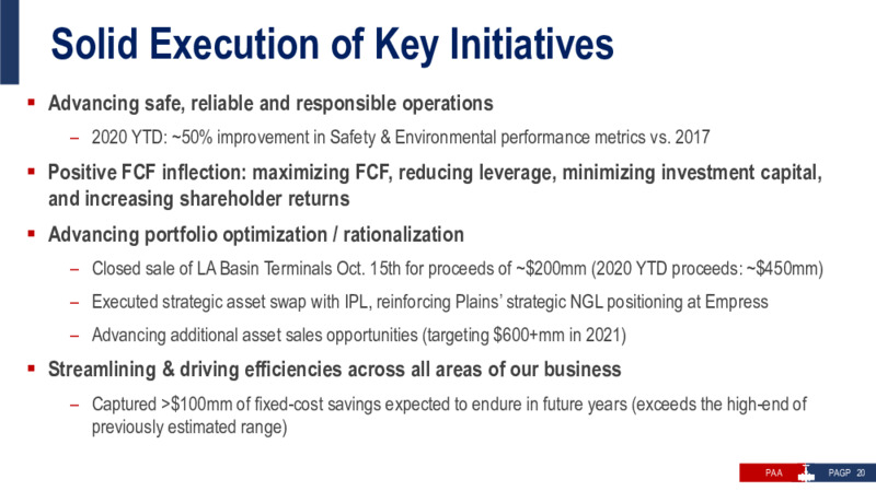 Investor Presentation   November 2020 – Plains All American Pipeline, L.P. – slide 19