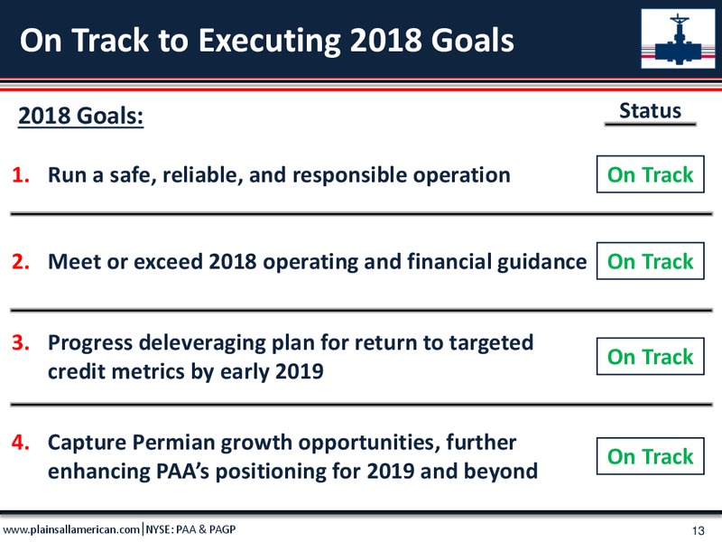 3Q 2018 Conference Call – Plains All American Pipeline, L.P. – slide 12
