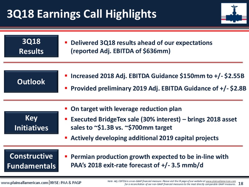 November 2018 Investor Presentation – Plains All American Pipeline, L.P. – slide 17