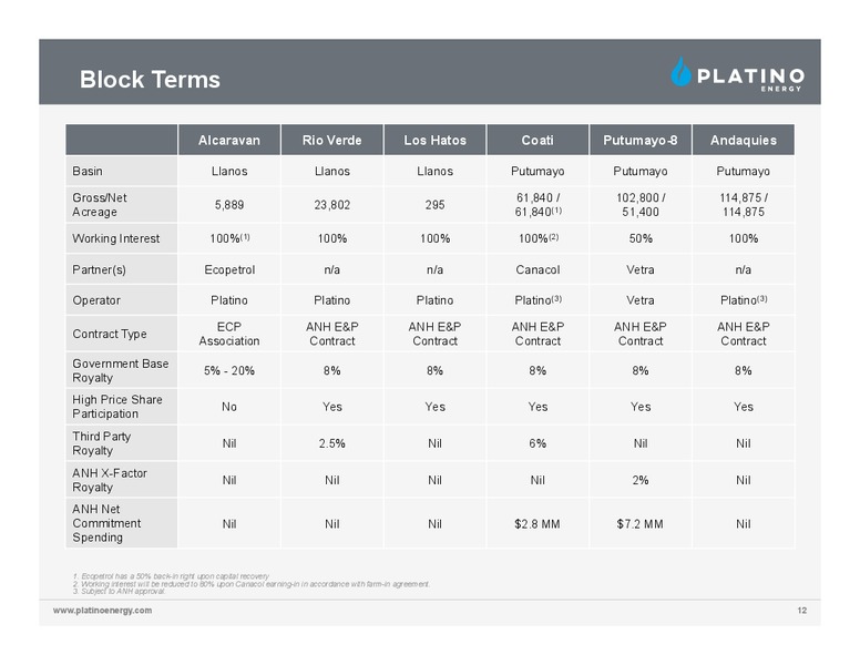 Corporate Presentation – Platino Energy Corp. – slide 11