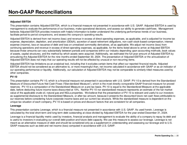 February 2025 Transformative Acquisition – Prairie Operating Co – slide 20