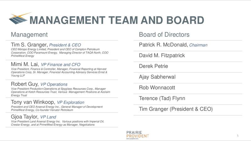 September 2017 Corporate Presentation – Prairie Provident Resources Inc. – slide 5