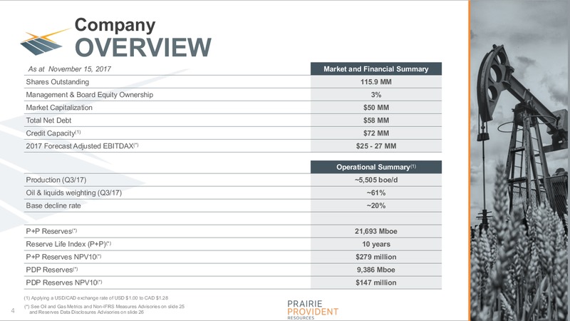 November 2017 Corporate Presentation – Prairie Provident Resources Inc. – slide 4