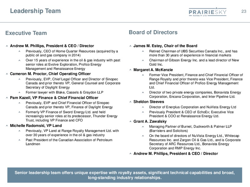 January 2017 Corporate Presentation – Prairiesky Royalty Ltd. – slide 23