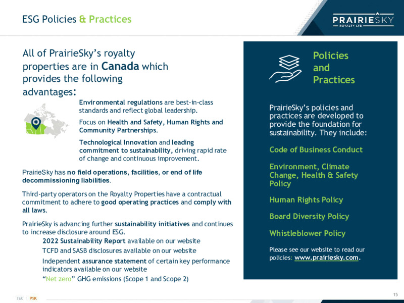 October 2023 Investor Presentation – Prairiesky Royalty Ltd. – slide 15