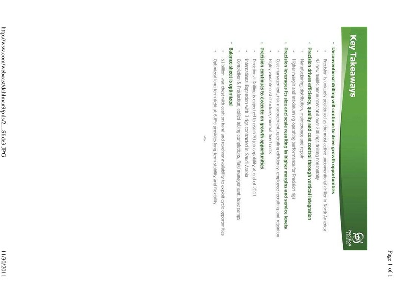 1ST ANNUAL DAHLMAN ROSE CO ULTIMATE OIL SERVICES DRILLING CONFERENCE – Precision Drilling Corporation – slide 3