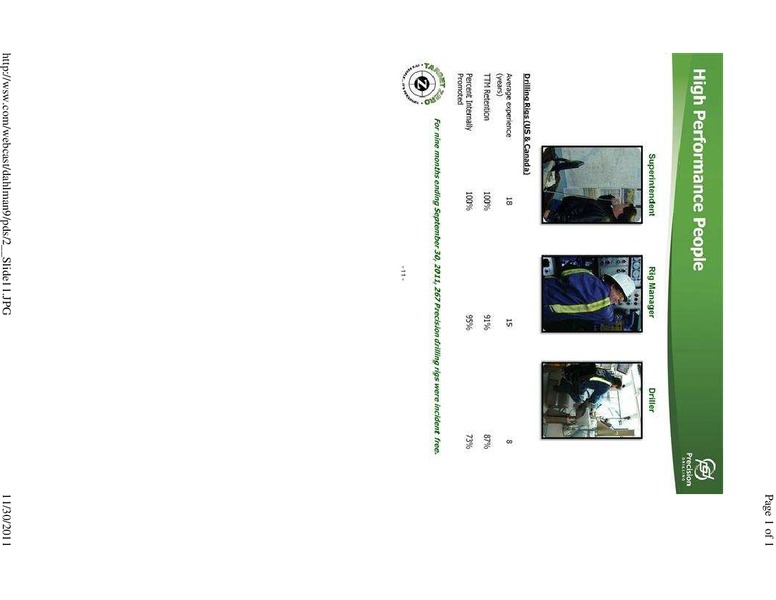 1ST ANNUAL DAHLMAN ROSE CO ULTIMATE OIL SERVICES DRILLING CONFERENCE – Precision Drilling Corporation – slide 11