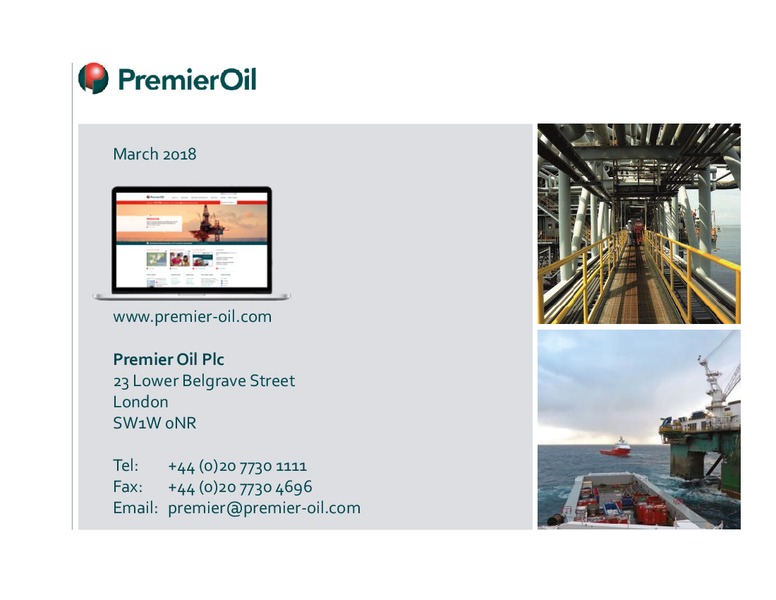 March 2018 Investor Presentation – Premier Oil – slide 31