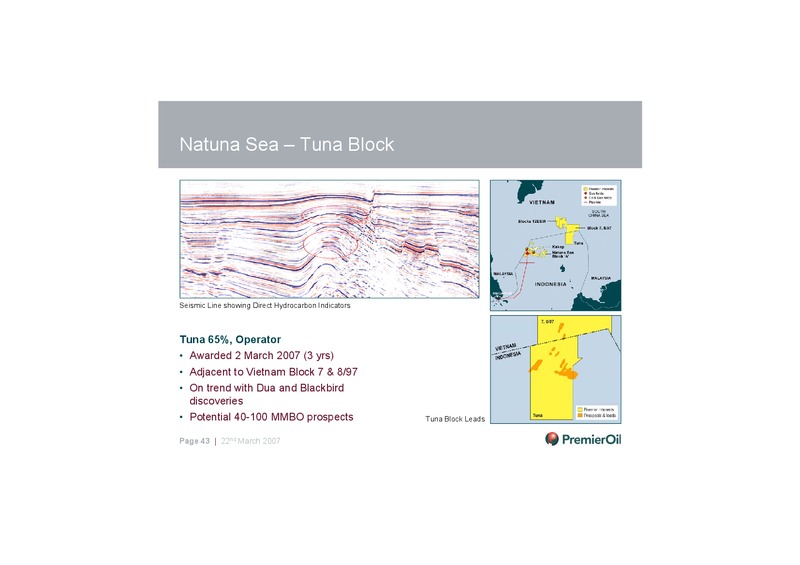 2006 PRELIMINARY RESULTS – Premier Oil – slide 43