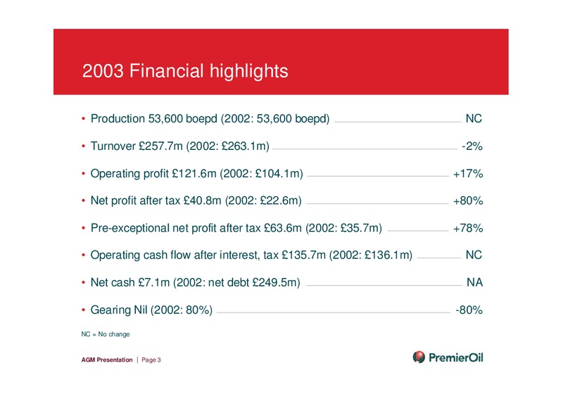 MAY 2014 ANNUAL GENERAL MEETING – Premier Oil – slide 3