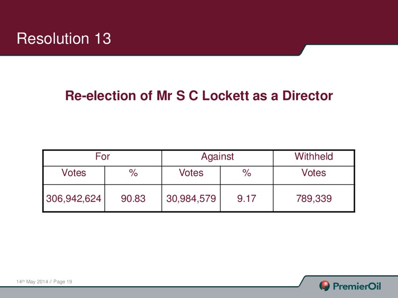 MAY 2014 INVESTOR PRESENTATION – Premier Oil – slide 20
