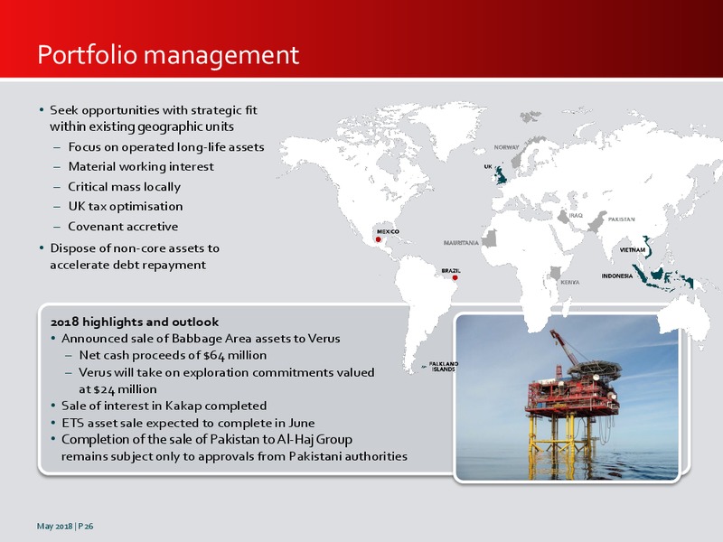 May 2018 Investor Presentation – Premier Oil – slide 26