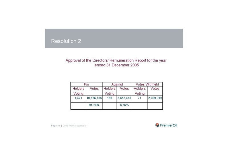 2006 ANNUAL GENERAL MEETING – Premier Oil – slide 9