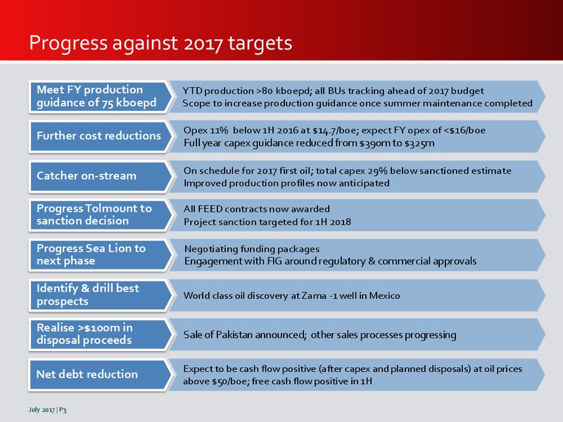 July 2017 Investor Presentation – Premier Oil – slide 3