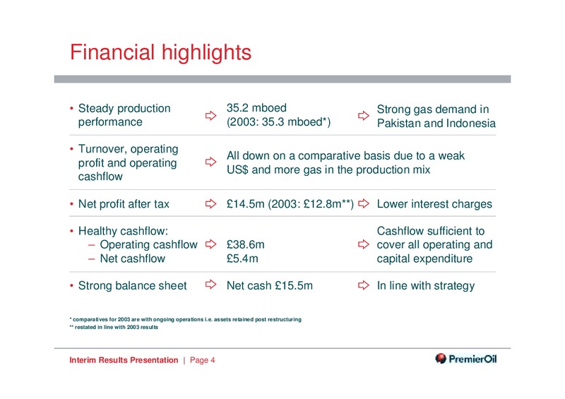 SEPTEMBER 2014 INTERIM RESULTS – Premier Oil – slide 4