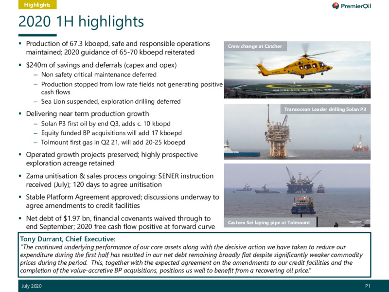 2020 Trading Ops – Premier Oil – slide 2