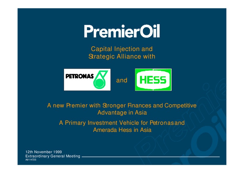 NOVEMBER 1999 CORPORATE PRESENTATION – Premier Oil – slide 12