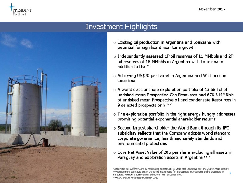 November 2015 Investor Presentation – President Energy Plc – slide 5