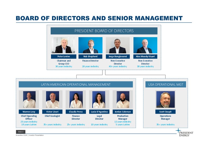 December 2018 Corporate Update – President Energy Plc – slide 3