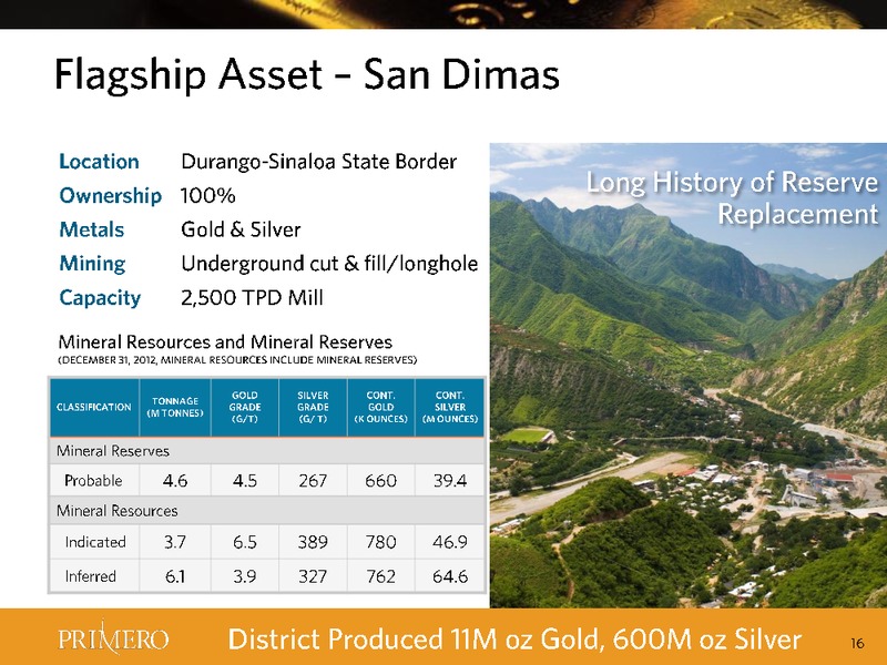 Q4 2013  RESULTS – PRIMERO MINING CORP. – slide 16