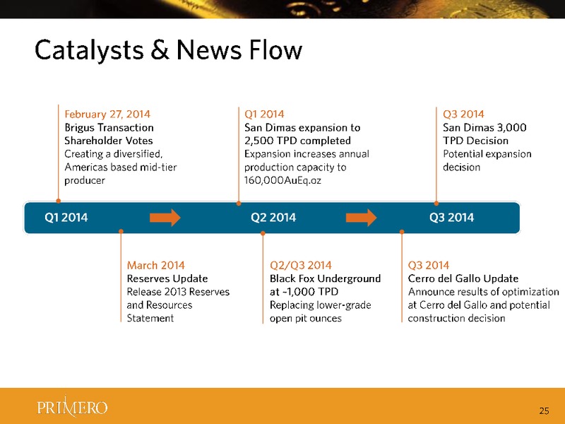 Q4 2013  RESULTS – PRIMERO MINING CORP. – slide 25