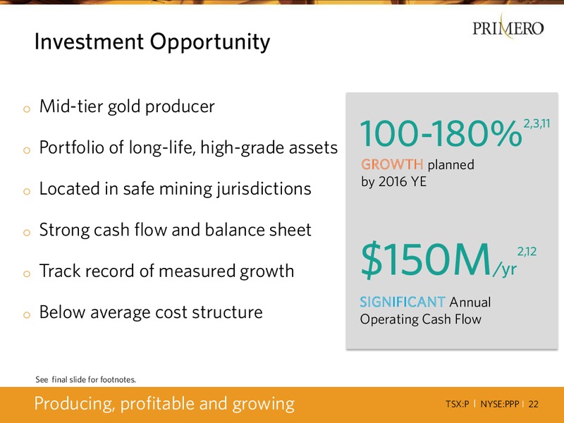 BANK OF MERRILL LYNCH 2014 GLOBAL METALS MINING & STEEL CONFERENCE – PRIMERO MINING CORP. – slide 21