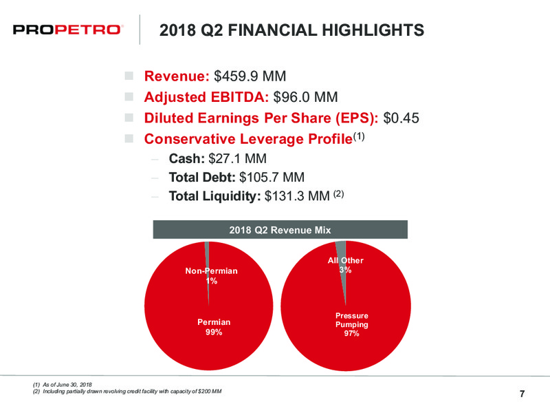 2Q 2018 Earnings Presentation – ProPetro Holding Corp. – slide 6