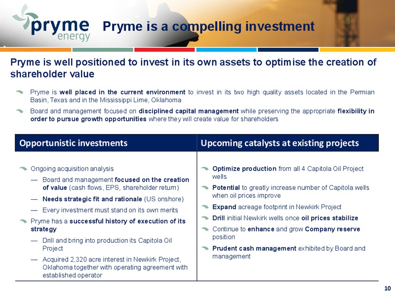 September 2015 Investor Presentation – Pryme Energy Limited – slide 10