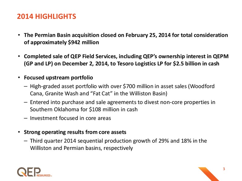 Investor Presentation – QEP Resources, Inc. – slide 3