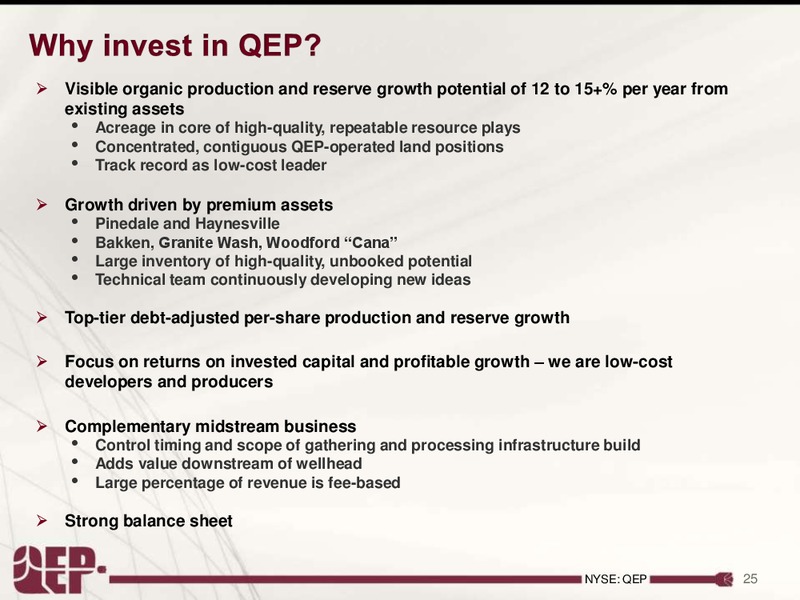 INVESTOR PRESENTATION – QEP Resources, Inc. – slide 25