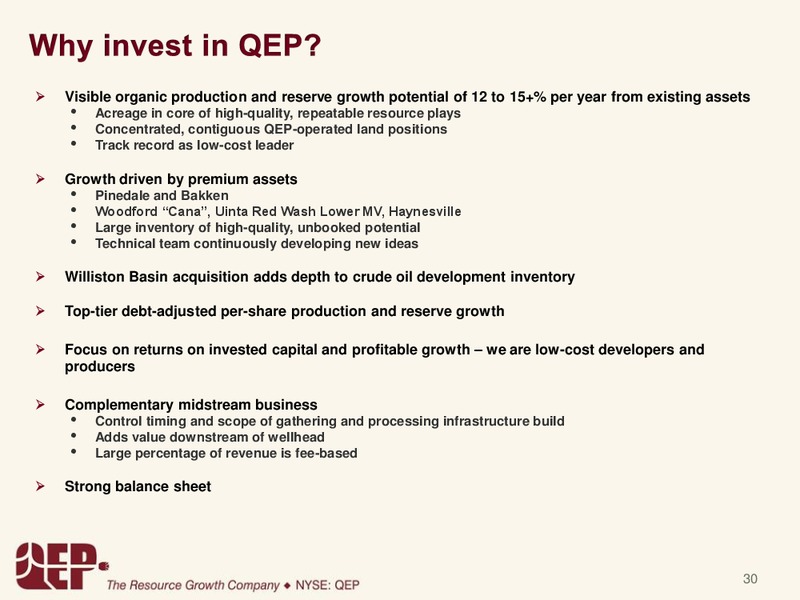 BARCLAYS CEO ENERGY CONFERENCE – QEP Resources, Inc. – slide 29