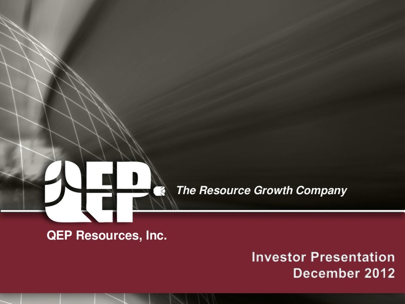 Investor Presentation – QEP Resources, Inc. – slide 1