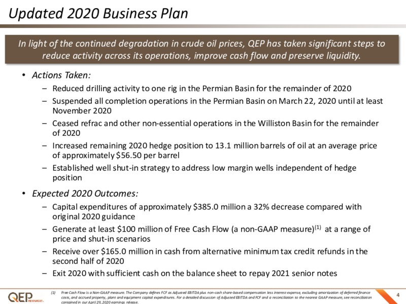 1Q 2020 Earnings Results – QEP Resources, Inc. – slide 3