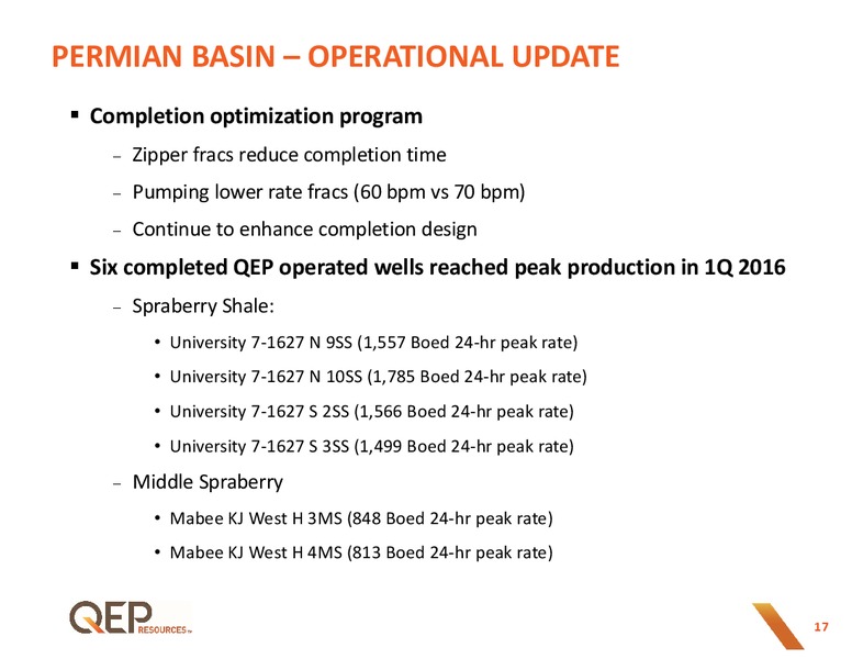 May 2016 Investor Presentation – QEP Resources, Inc. – slide 16