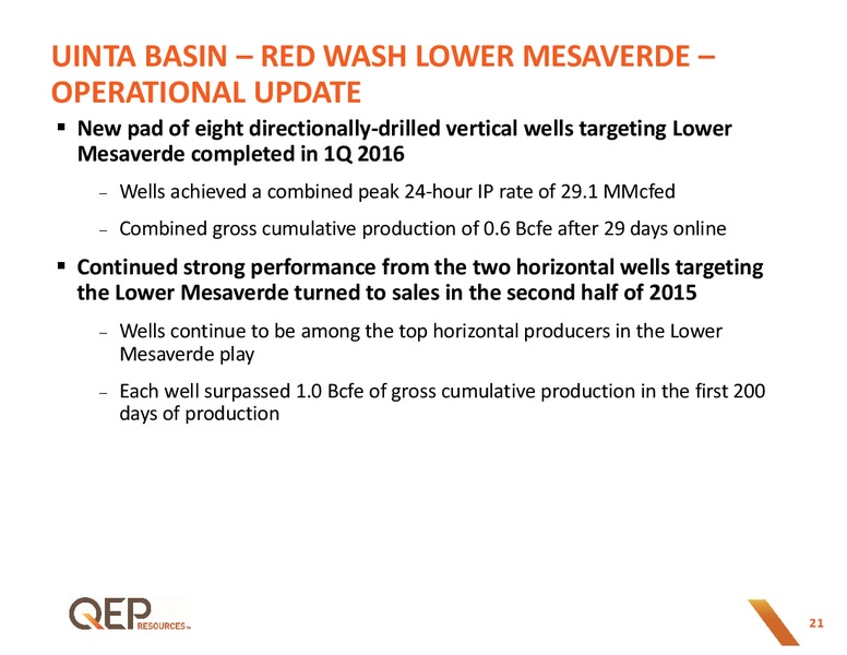 May 2016 Investor Presentation – QEP Resources, Inc. – slide 20