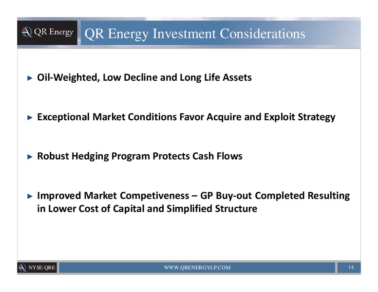 COMPANY PRESENTATION – QR Energy, Lp – slide 13