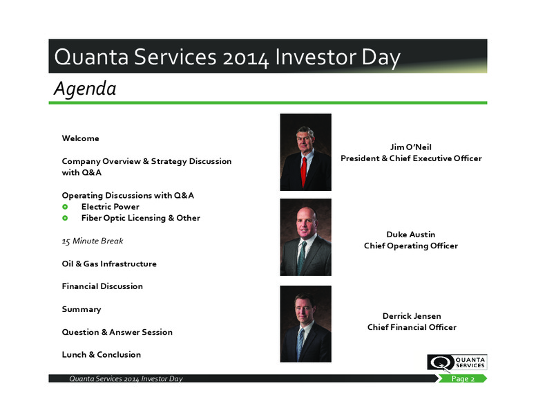 2014 Investor Day – Quanta Services, Inc – slide 2