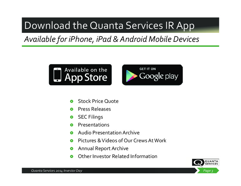 2014 Investor Day – Quanta Services, Inc – slide 3