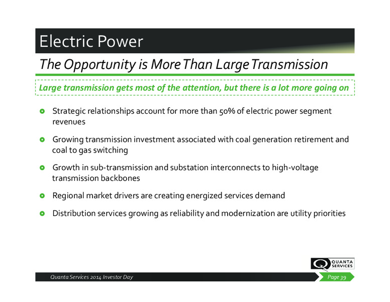 2014 Investor Day – Quanta Services, Inc – slide 38