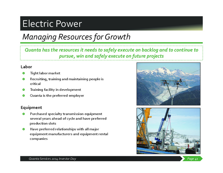 2014 Investor Day – Quanta Services, Inc – slide 40