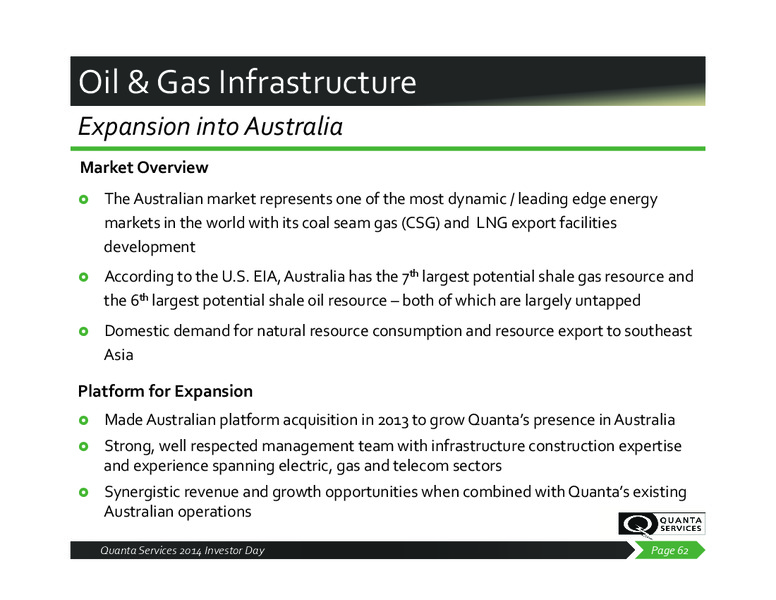 2014 Investor Day – Quanta Services, Inc – slide 61