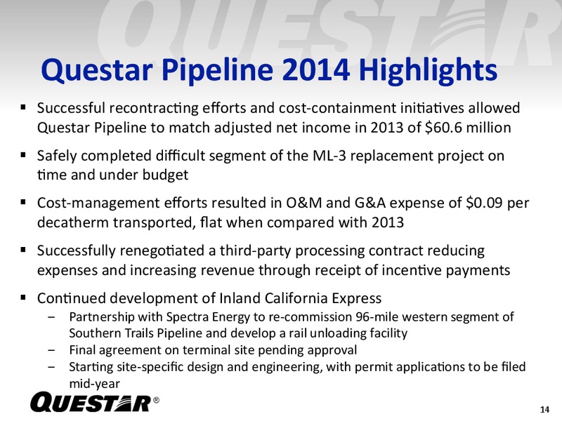 Fourth Quarter 2014 Earnings Release – Questar Corp – slide 13