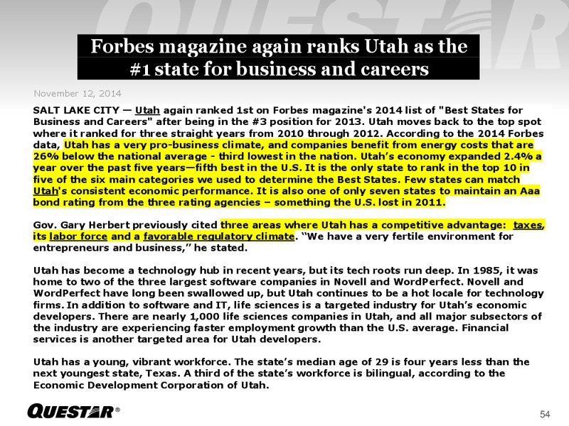 Investor Presentation – Questar Corp – slide 54