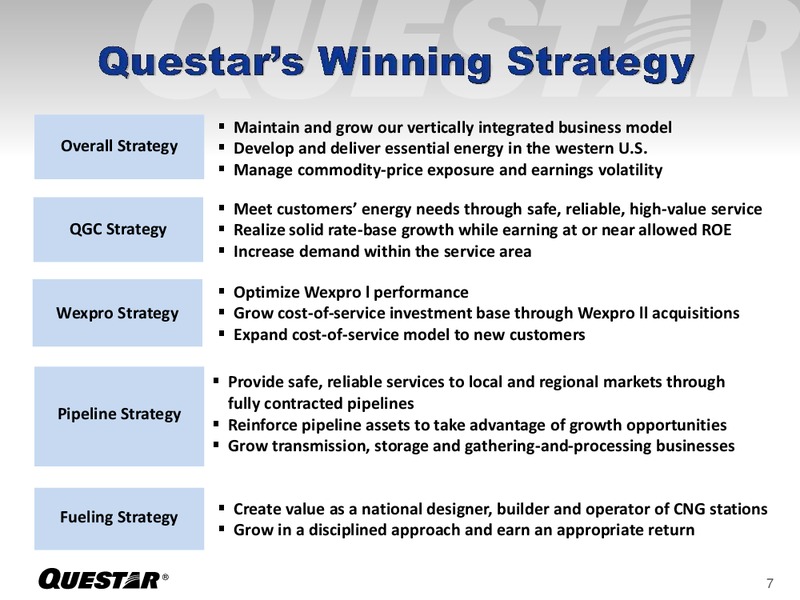 EUROPEAN ROADSHOW INVESTOR PRESENTATION – Questar Corp – slide 7