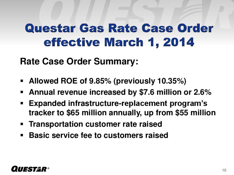 EUROPEAN ROADSHOW INVESTOR PRESENTATION – Questar Corp – slide 10