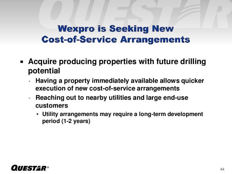 EUROPEAN ROADSHOW INVESTOR PRESENTATION – Questar Corp – slide 44