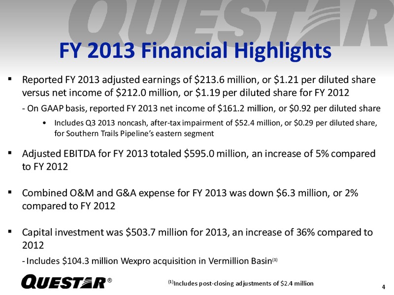 Fourth Quarter 2013 Earning Release – Questar Corp – slide 3