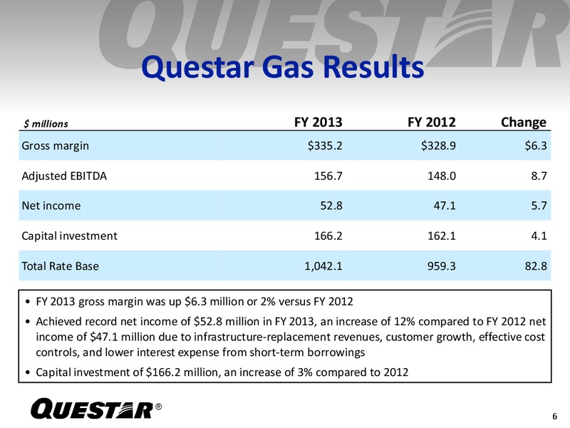 Fourth Quarter 2013 Earning Release – Questar Corp – slide 5