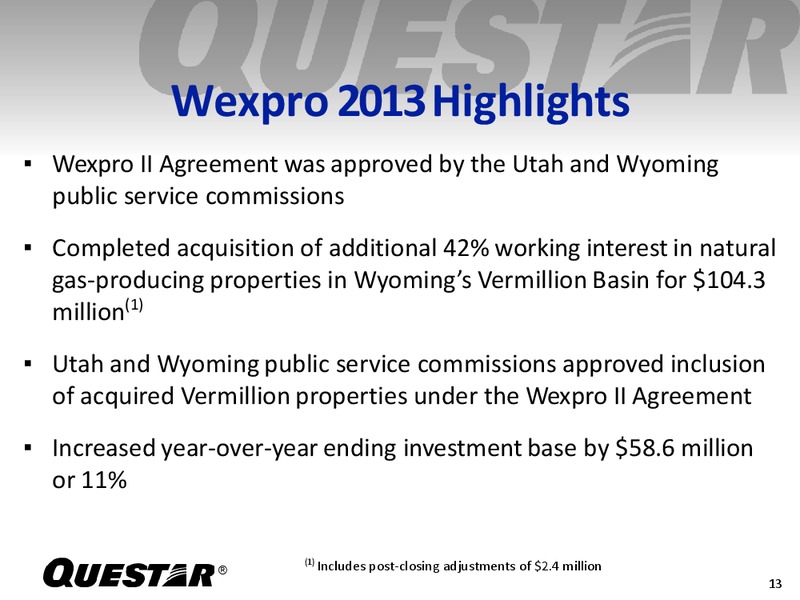 Fourth Quarter 2013 Earning Release – Questar Corp – slide 12