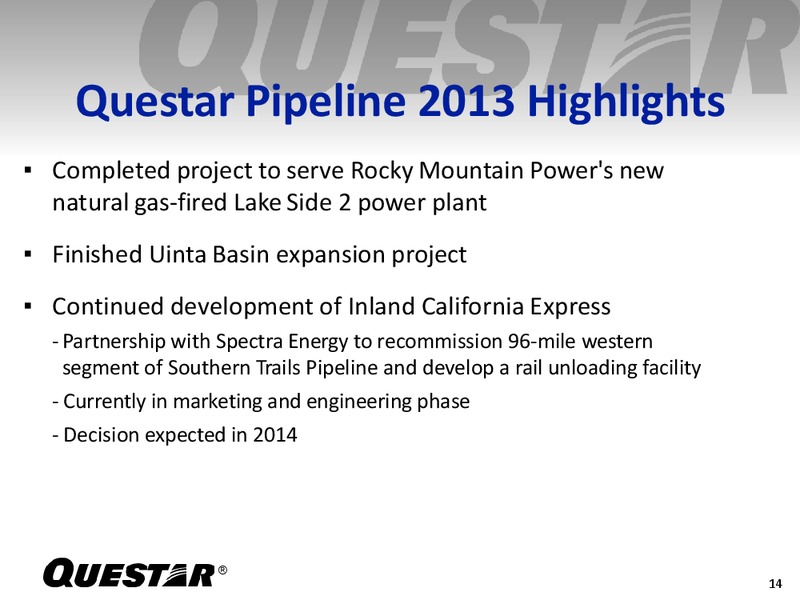 Fourth Quarter 2013 Earning Release – Questar Corp – slide 13